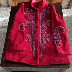 Bob Mackie Red Embroidered Cape Jacket